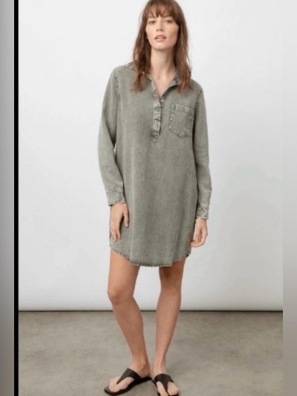 Rails Elva Shirt Dress NWT Mineral Wash Tencel Linen Gray XL Relaxed